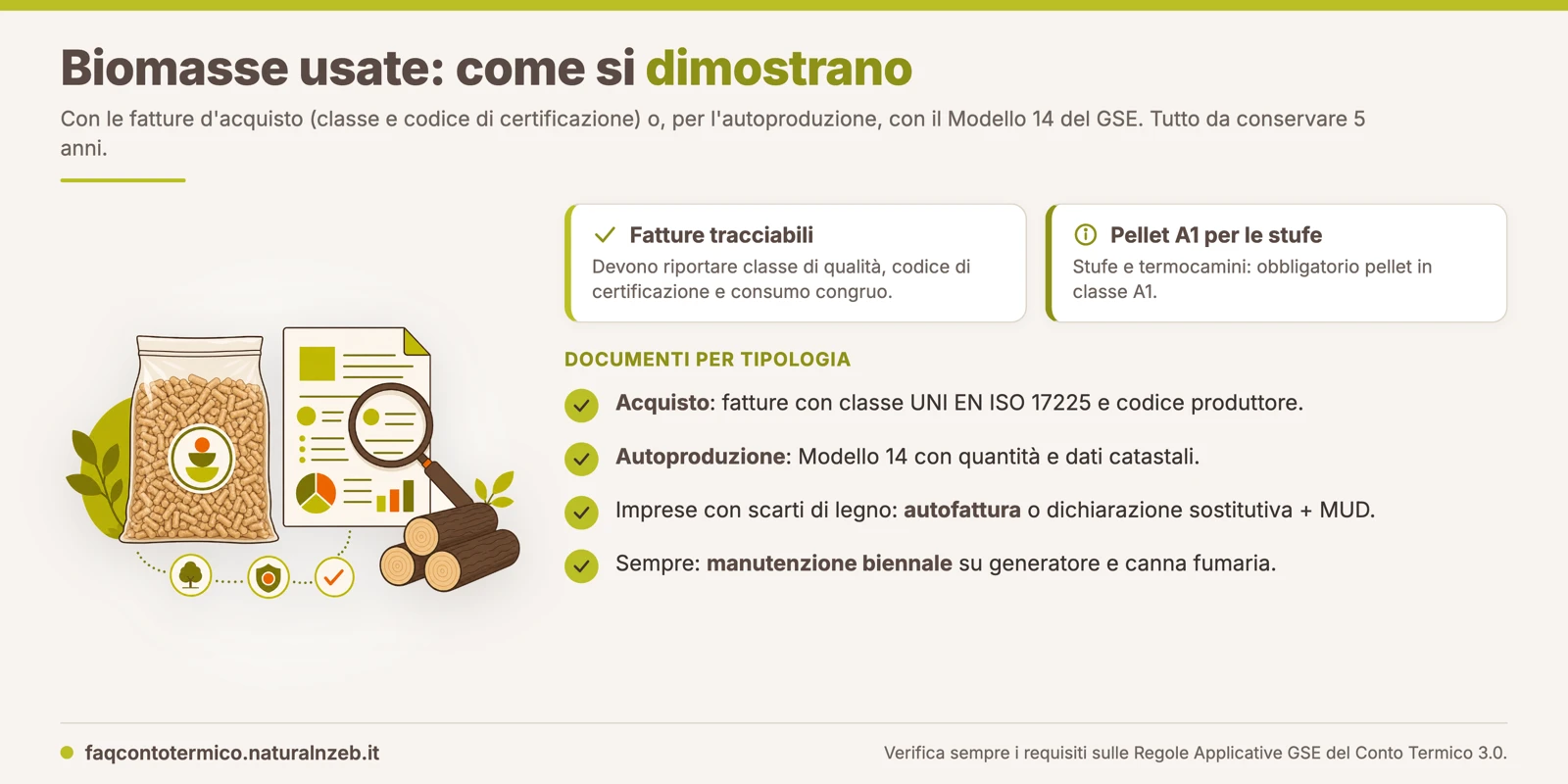 Documenti per dimostrare la tracciabilità delle biomasse nel Conto Termico 3.0
