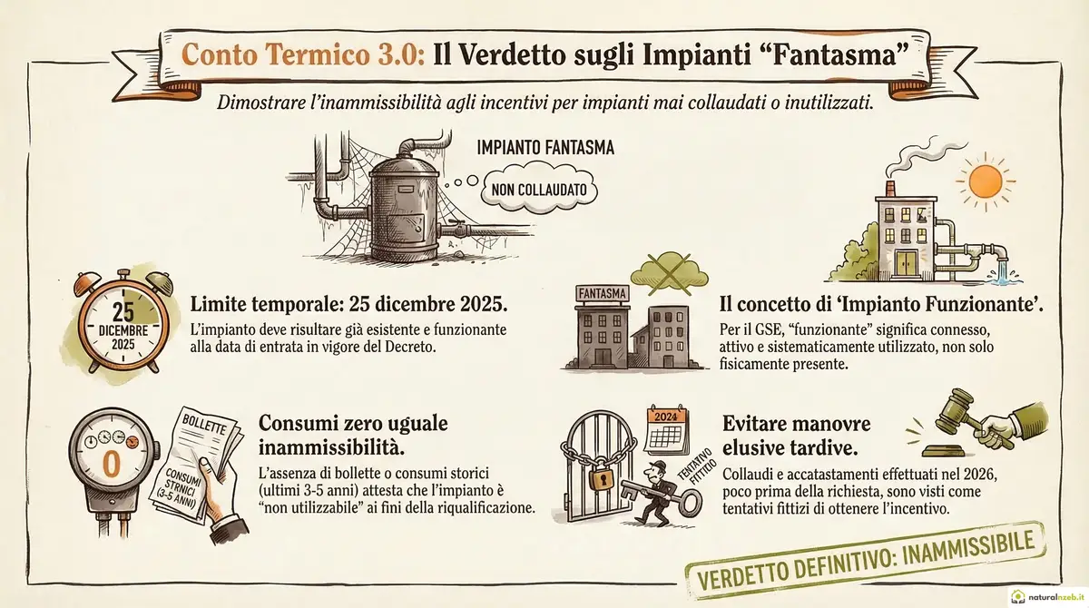 Impianto non collaudato e inesistente non ammissibile al conto termico 3.0