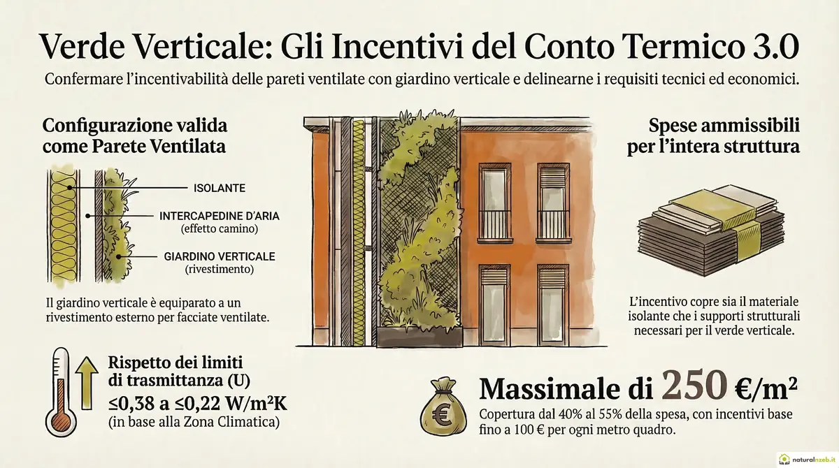 Parete ventilata con giardino verticale e conto termico 3.0