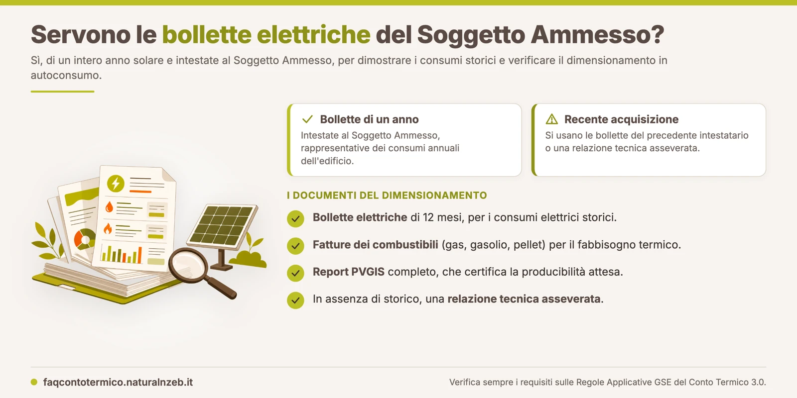 Conto Termico 3.0: bollette elettriche e documenti per il dimensionamento del fotovoltaico