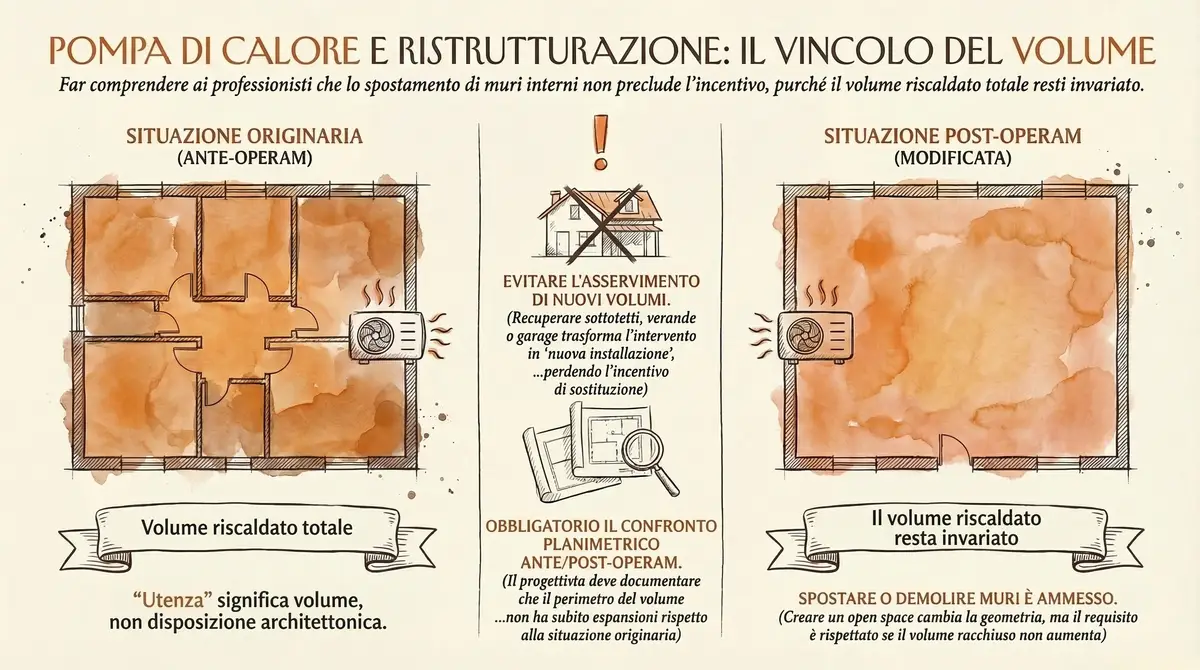 Pompa di calore conto termico con modifica divisori interni